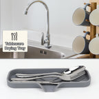 Silicone Bathroom Soap Dishes, Sponge Holder for Kitchen Sink, Shower Soap Holder with Drain, Soap Dispenser Tray, Soap Dish for Bottle, Cup, Sink or Counter Organizer - Gray 9" x 3.15"