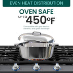 Cast Aluminum Oval Dutch Oven with Lid — 5 QT Heavy Duty Roaster Pan with Rack & Silicone Cover Dual Handles — Cajun Cookware for Roasting, Baking, Cooking (11" Small)