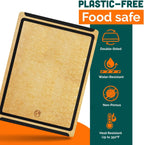 Earth’s Dreams Wood Cutting Board 17x12 Extra Large - Charcuterie Board, Non-Plastic, Non-Toxic, Heavy-Duty, Dishwasher Safe (Tan/Blacks)