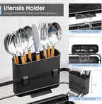 Dish Drainers for Kitchen Counter - Large Capacity Dish Drying Rack with Drainboard, Rustproof & Sturdy Design, Black Dish Rack Perfect for Plates, Cups & Kitchen Countertop Organization
