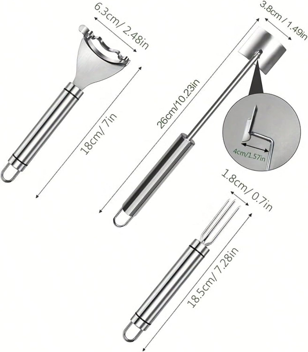Corn Peeler 3 Pcs Stainless Steel Corn Peeler and Stripper Tool Set Upgraded Corn Stripper for Corn on the Cob,Peel Corn Cob Separator Quick,Gift for Women Home Dining Enthusiasts Gadget (3 Pcs)