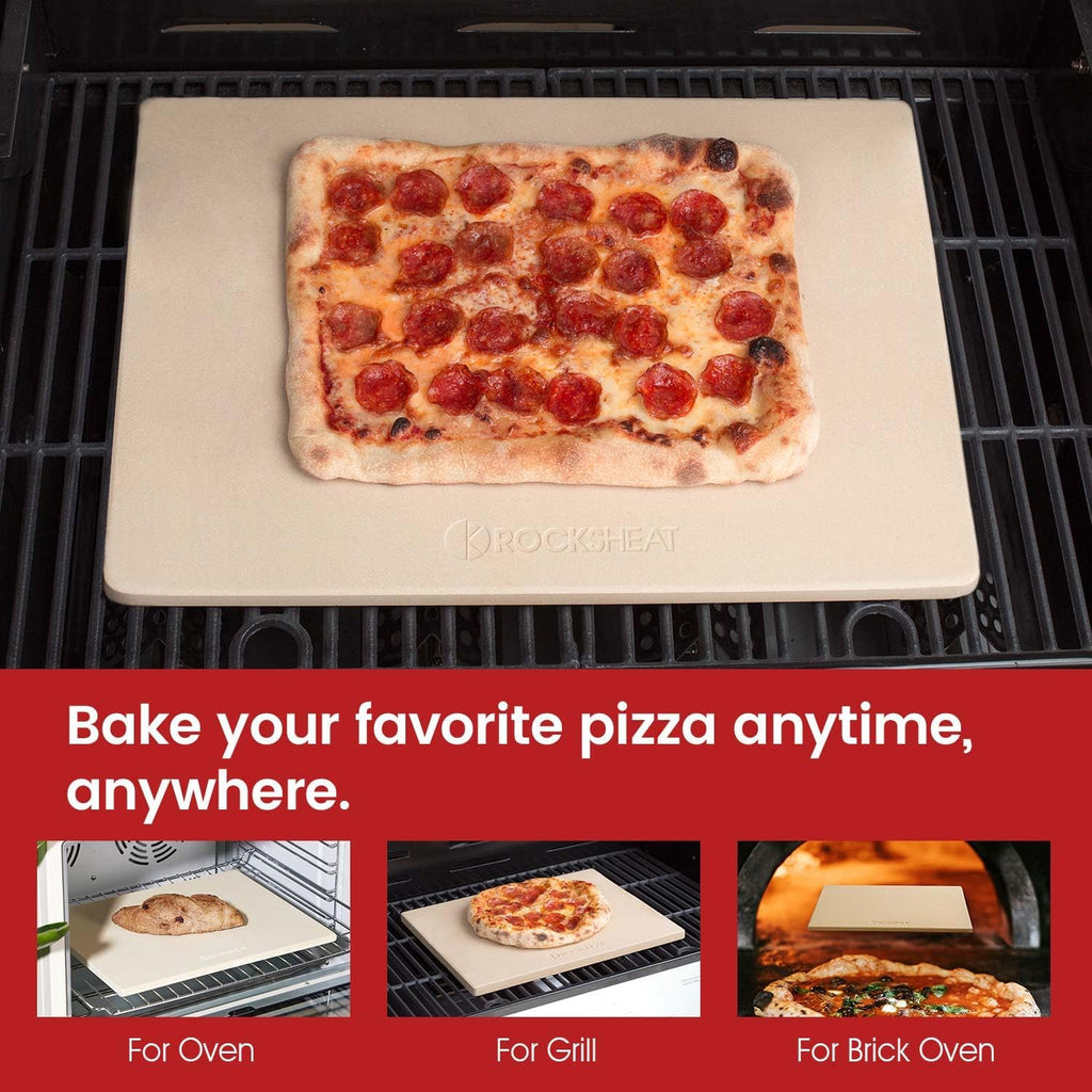 20"x 13.5" Pizza Stone, Cordierite Pizza Pan for Oven Grill and BBQ, Rectangular Large Baking Stone for Bread, Durable Cooking Stone, Thermal Shock Resistant