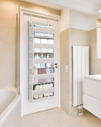 ULG 1-Pack Over Door Organizer with 5 Large Pockets 10 Mesh Side Pockets, 44 lbs Weight Capacity Hanging Storage Organizer with Clear Window for Bedroom Bathroom Kitchen, RV, Camper, Beige