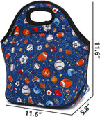 FlowFly Neoprene Kids Lunch box Insulated Soft Bag Mini Cooler Thermal Meal Tote Kit for Boys, Girls,Men,Women,School,Work, Office, FootBall