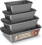 Nonstick Loaf Pan Set Pack of 4, 7" to 11" Large Baking Bread Pan, Oven Safe Up to 450°F, PFOA, PFOS, PTFE Free, Space Saving Stackable Design, Stain Resistant, Dishwasher Friendly, Gray Marble