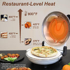 12" Electric Pizza Oven - Countertop Pizza Maker with Ceramic Stone, Heats up to 800°F, Portable Indoor Pizza Oven for Homemade Pizzas, White