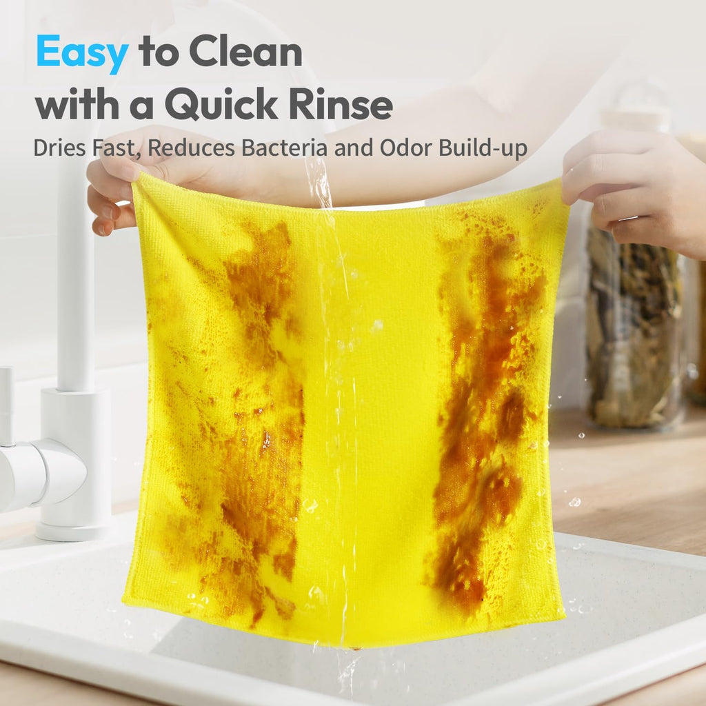 Microfiber Cleaning Cloths 12”x12”, 12Pack - Extra Thick Kitchen Towels - Streak-Free, Lint-Free, Fast Absorbent - Reusable Multi-Purpose Housekeeping Rags for Cars, Dishes, Floors, Tiles