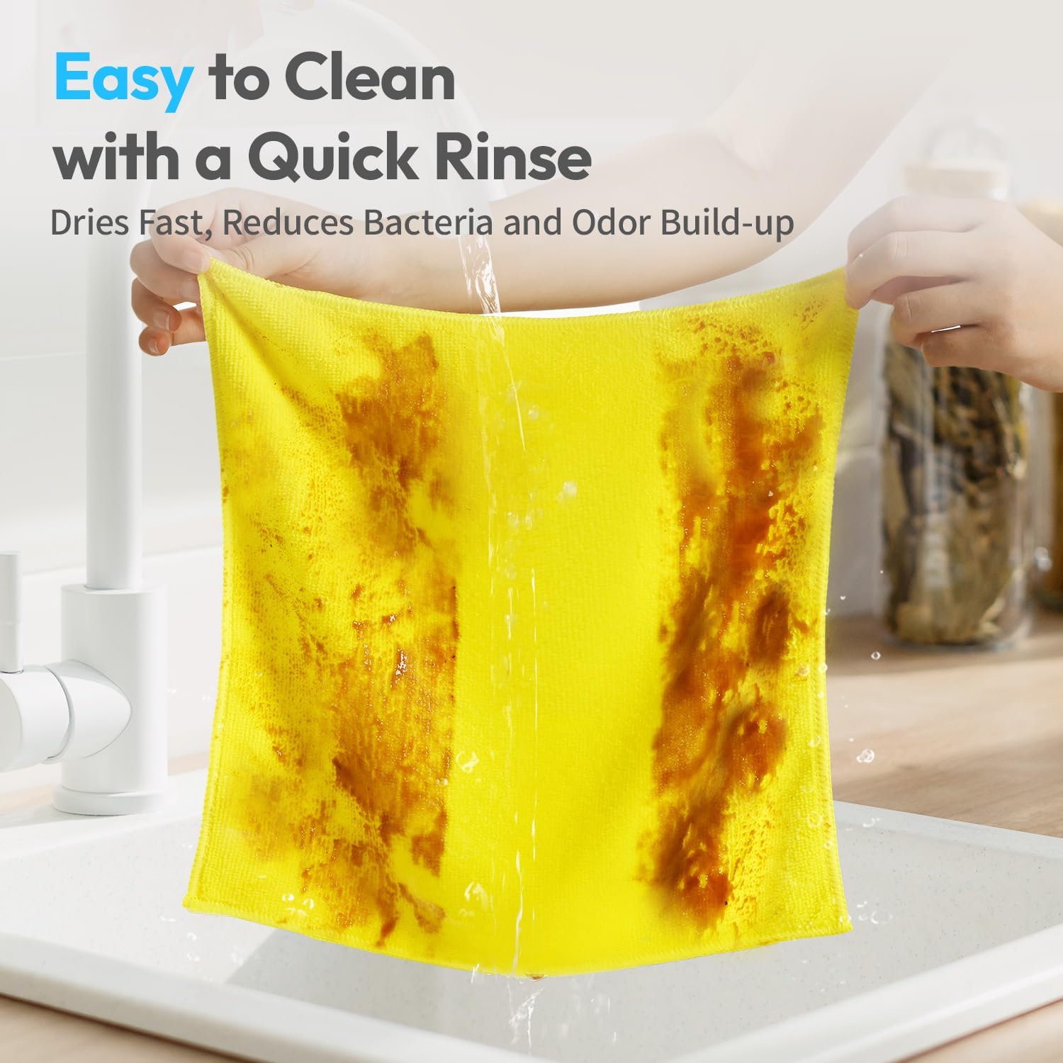 Microfiber Cleaning Cloths 12”x12”, 12Pack - Extra Thick Kitchen Towels - Streak-Free, Lint-Free, Fast Absorbent - Reusable Multi-Purpose Housekeeping Rags for Cars, Dishes, Floors, Tiles