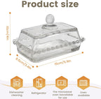 Glass Butter Dish with Large capacity for Countertop Crystal Butter Container with Cover for Counter Butter Keeper Tray Holder for Refrigerator