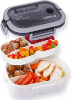 Bento Box Adult, Lunch Box for Men and Women, 1200ML Leak-proof Double-layered with Handle Lunchbox, Reusable BPA-Free Lunch Container, Microwave/Dishwasher Safe, Snack Box with Cutlery Set, White