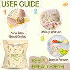 2 Pack Beeswax Bread Bag for Sourdough - Reusable Sourdough Bread Bags, Bread Bags for Homemade, Keep Your Loaf Fresh for Days Extra Large and Easy to Clean Cotton Storage Bag XL 17x13 Inch