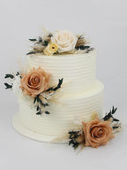Rinlong 3Pcs Pre-made Boho Cake Toppers Pampas Cake Decorations Birthday Wedding Cake Decorating Flowers Baptism Decor for Women Girls