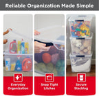 Rubbermaid Cleverstore Clear 32 Qt, 6 Pack Stackable Plastic Storage Containers with Durable Latching Clear Lids, Visible Storage, Great for Closet and Laundry Storage, Organizing in the Home