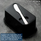 Evanda Butter Dish with Lid for Countertop and Refrigerator Door Shelf with Butter Spreader Knife, Butter Keeper, Plastic Butter Holder Tray Container for West/East Coast Butter