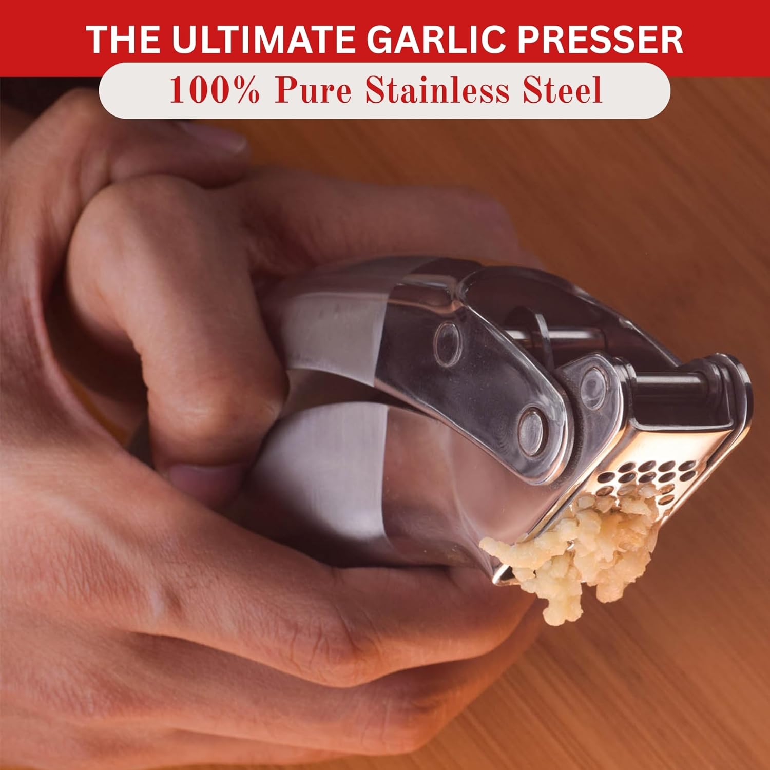 Good Grips Heavy Duty Garlic Press, No Peeling Needed, Stainless Steel Professional Garlic Mincer & Crusher, Dual Lever-Assisted Design with Large Capacity Chamber for Effortless Garlic Crushing.