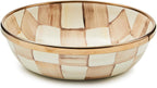 MACKENZIE-CHILDS Enamel Relish Dish, Small Serving Bowl for Entertaining, Brown-and-White Mocha Check