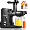 Juicer Machines, AMZCHEF Slow Cold Press Juicer with 2 Speed Modes, Travel bottles(500ML),Easy to Clean Brush & Quiet Motor for Vegetables & Fruits,Matte Black