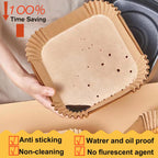Air Fryer Disposable Paper Liner Square 10 Inch, 100Pcs Largest Square Air Fryer Paper Liners for 8-12QT Air fryer, Non-stick Food Grade Parchment Paper for Frying, Cooking, Roasting and Microwave