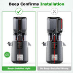 OMMO Cold Press Juicer Machines: 5.1" Feed Chute for Whole Fruits & Veggies, 300W Slow Juicer BPA Free for Kids, Beep Alert Easy Clean Juicers for Busy Mornings/Moms/Fitness/Healthy Living, Grey