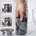 hjn Glass Pitcher with Lid Glass Water Carafe with Handle, Fridge Water Jug Cold or Hot Beverages, Iced Tea, Milk, Juice 1500ml/51oz & aluminium lid