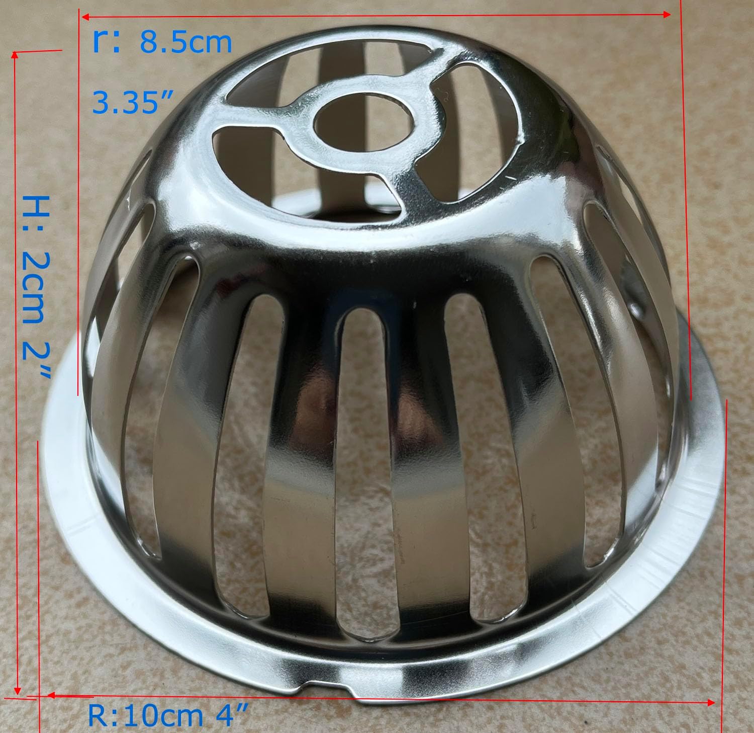 Stainless Steel Roof Dome Drain Cover Strainer Anti-Clogging Atrium Grate 2pcs/pk (Φ: 4 inch)