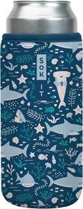 Sok It CanSok Sleeve for Beer & Soda Insulated Neoprene Cover (Happy Sharks, 25oz Can Sleeve)