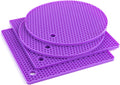 Joyhalo Trivets for Hot Dishes - Hot Pads for Kitchen, Silicone Pot Holders for Hot Pots and Pans, Silicone Mats for Kitchen Countertops, Table, Flexible Easy to Wash and Dry, Purple