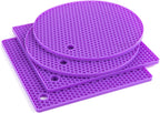 Joyhalo Trivets for Hot Dishes - Hot Pads for Kitchen, Silicone Pot Holders for Hot Pots and Pans, Silicone Mats for Kitchen Countertops, Table, Flexible Easy to Wash and Dry, Purple