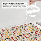 Mid Century Modern Retro Dish Drying Mat for Kitchen Counter Washable Absorbent Reversible Microfiber Vintage Decorative Drying Pad Kitchen Accessories 16x18 Inch