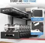 1 Pack 20.47IN Depth Under Sink Storage Organizer, Large 2-Tier Elegant Mesh Pull Out Shelf for Kitchen and Bathroom Cabinet Organization, L-Shaped and Adjustable Height Design-Black