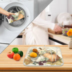 Autumn Pumpkin Fall Leaves Thanksgiving Dish Drying Mat for Kitchen Counter Absorbent Microfiber Small Drying Pad Dish mats for Kitchen Countertops 16 x 18 Inch