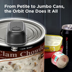 Kitchen Mama Orbit One Rechargeable Electric Can Opener: Hands-free, USB-C Charging, Automatic Stop, Smooth Edge, Safety, Blade for Large Cans, Heavy Duty, Soda and Pop Can, with Storage Box (Black)