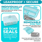 Small Stainless Steel Lunch Box for Baby or Toddlers Boys Girls, Insulated Mini Bento, 3 Eco Metal Portion Sections Leakproof Lid, Pre-School Daycare Lunches, Kids Spill-Proof Snack Container, Green