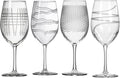 Rolf Glass Symmetry All Purpose Wine Glass | 18oz Large Wine Glasses | Proudly Made in the USA | Mixed Contemporary Designs - Twist, Cyclone, Matchstick, Good Vibrations | Set of 4