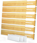 SpaceAid Bamboo Drawer Dividers with Labels, Kitchen Adjustable Drawer Organizers, Expandable Organization for Home, Office, Dressers and Bathroom, 6 Dividers (13.25-17 in)