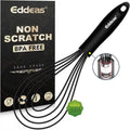 Flat Whisk, EDDEAS Silicone Gravy Whisk for Cooking, Beating, Stirring Gravy and Eggs