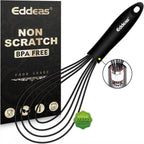 Flat Whisk, EDDEAS Silicone Gravy Whisk for Cooking, Beating, Stirring Gravy and Eggs