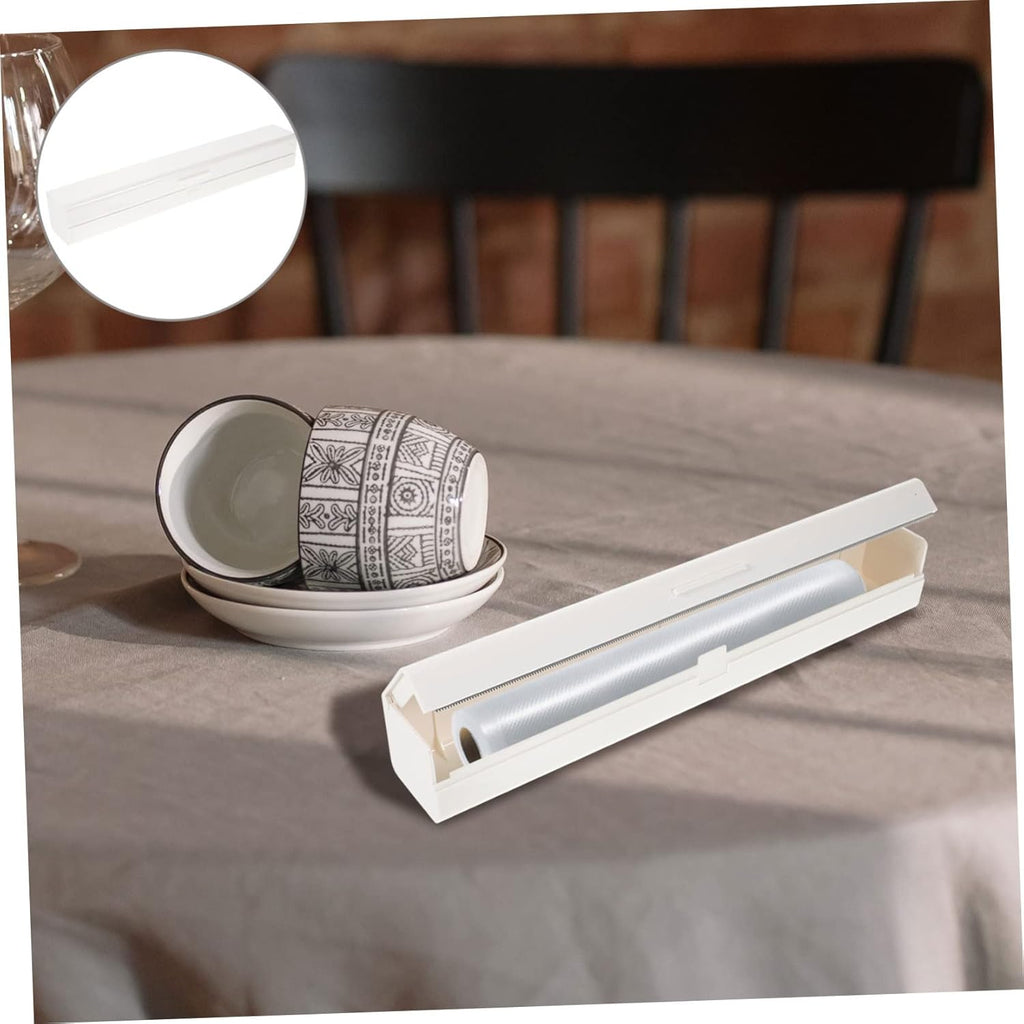 STOBOK Plastic Film Cutter - Cling Wrap Dispenser with Stainless Steel Cutter Compact Food Wrap Storage Box for Home Use Ideal for Plastic Wraping and Aluminum Foil