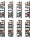 Lifewit 8 Packs Over the Door Organizer, 5 Shelf Clear Window Hanging Storage with 4 Mesh Side Pockets, Anti Tilt 40 lbs Load Behind Door for Pantry, Nursery, Bathroom, Bedroom, Kitchen, Dorm, Grey