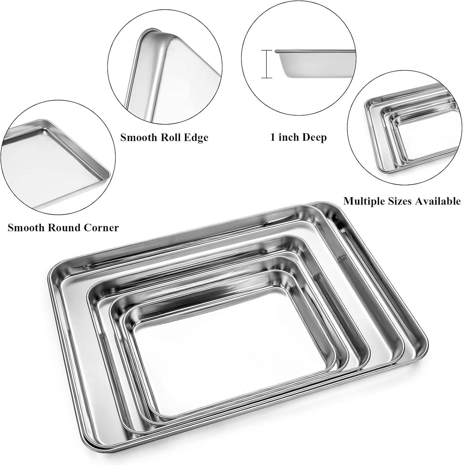 Baking Sheet with Rack Set, Yododo Set of 4 (2 Sheets + 2 Racks), Stainless Steel Cookie Sheet Baking Pan Tray with Cooling Rack, Non Toxic & Heavy Duty & Easy Clean - Size of 12 inch
