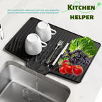 CIEO Silicone Dish Drying Mat for Kitchen Counter, Slope Fast Self-Draining, Non-Slip Drain Pad, Easy Clean Countertop Protection Mat, Multiple Use for Dishes Drying Rack（18.9"x 13.58",Black）