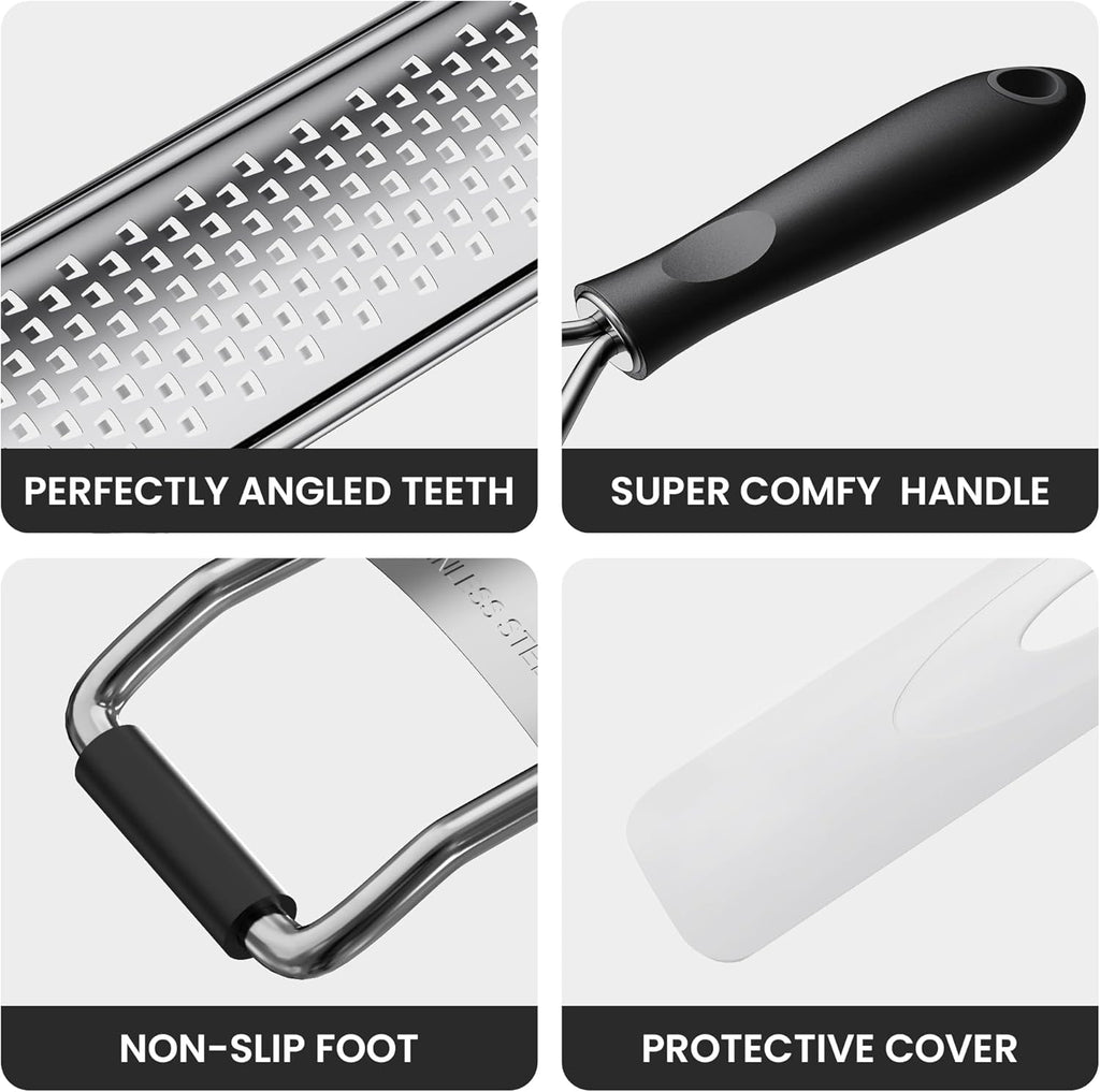 Zester Grater With Handle Cheese Grater for Lemon Zester Kitchen,Black