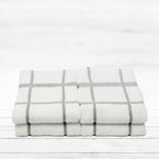 100% Cotton Terry Dish Towels, 4 Pack Checks, 16 x26 Inches, Super Soft and Absorbent Kitchen Towels, Perfect for Kitchen Cleaning and Dish Washing | Light Gray