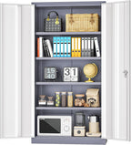 INTERGREAT Metal Garage Storage Cabinet, Black Lockable File Cabinet with 2 Doors and 4 Adjustable Shelves, Tall Steel Tool Cabinets for Office, Home, Garage, School, Gym