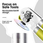 Beneno Can Opener Manual with Magnet, Hand Held Heavy Duty Can Opener with Durable Sharp Blade Smooth Edge, Big Effort-Saving Knob, Soft Grip Rubber Handle, Multifunctional Bottle Opener, Lime Green
