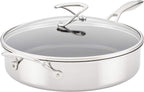 Circulon Clad Stainless Steel Saute Pan with Lid and Hybrid SteelShield and Nonstick Technology, 5 Quart - Silver