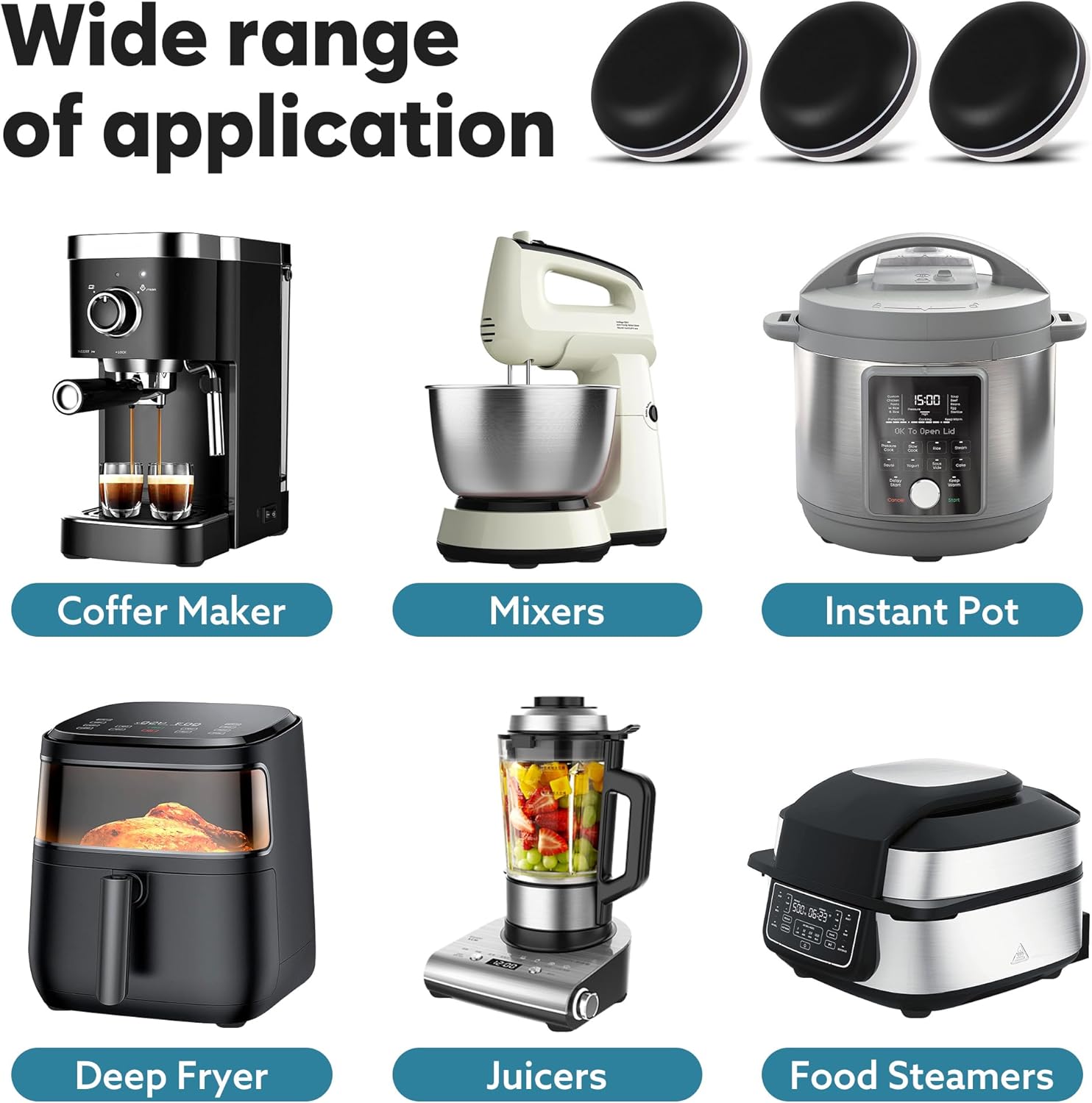 Appliance Sliders for Kitchen Black 24 PCS Self-Adhesive Small Kitchen Appliance Slider Hacks Easy to MovIing & Space Saving Must Have Gadgets Mixer Accessories for countertop