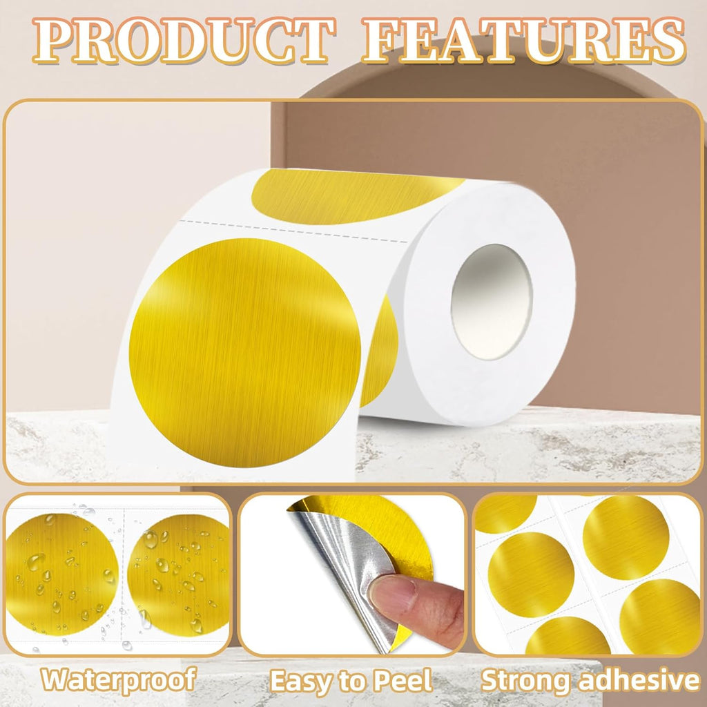 3''Holographic Thermal Label,Gold Round Self-Adhesive Direct Thermal Label,Thermal Stickers for DIY Logo Design,Name Tag(200/Roll