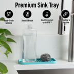 Zulay Kitchen (9x3.5) Silicone Sponge Holder for Kitchen Sink - Flexible Multipurpose Soap Tray Sponge Holder - Sink Organizer Tray for, Bathroom, Makeup, Trinkets & More (Aqua Sky)