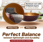 Diamond X Premium Non Stick Wok Pan - 11" Large Flat Bottom Chinese Wok - Woks & Stir-fry Pans Nonstick - Titanium-Coated 8-Layered Korean Engineered Skillet for Frying, Oil-Free, PFOA-Free